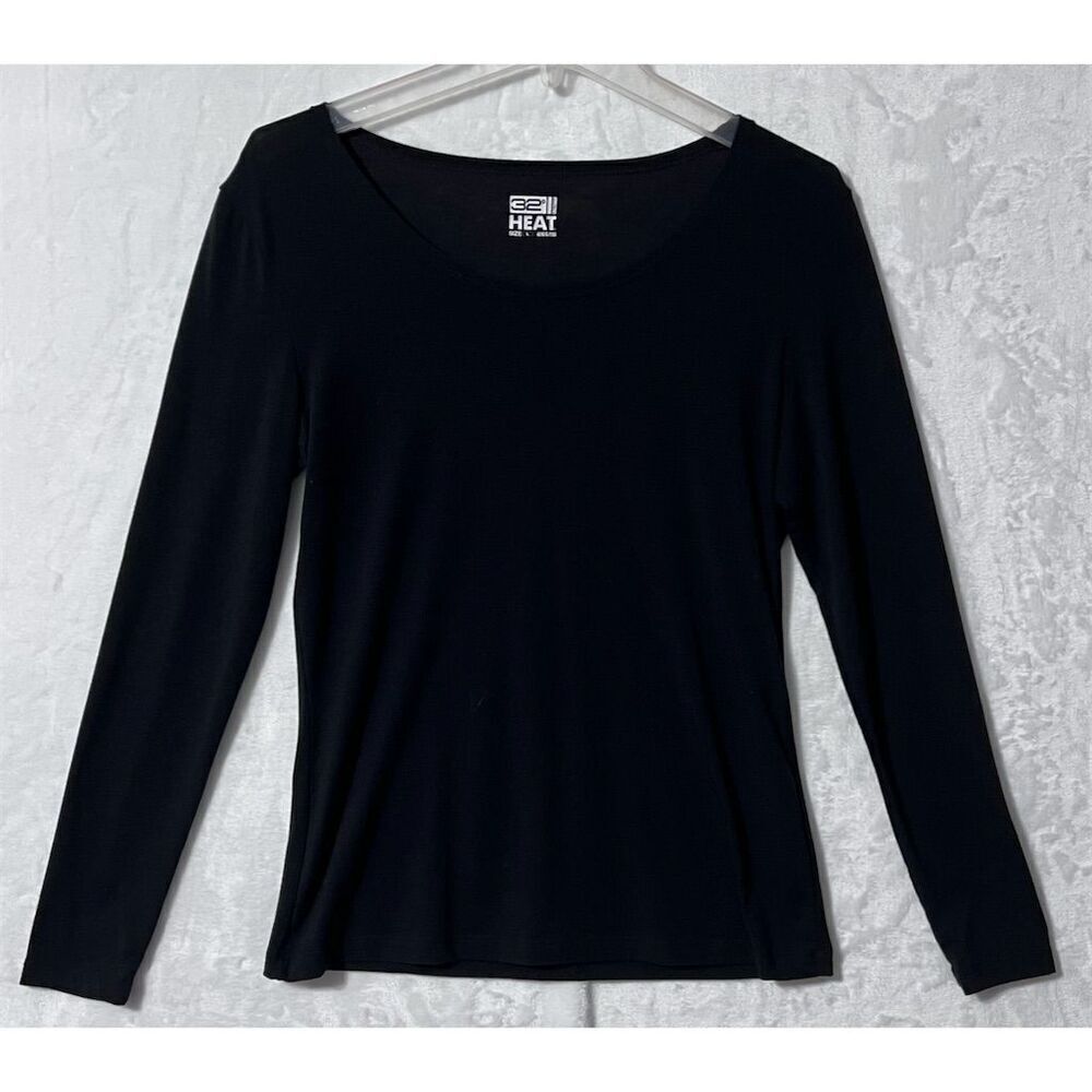 32 Degrees Heat Women's Black Scoop Neck Long Sleeve Top Size L